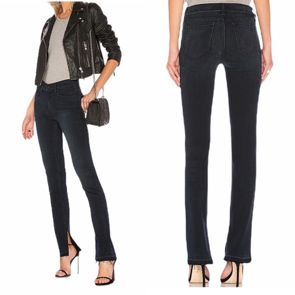 MOTHER || The Rascal Slit Undone Hem in Storm Clouds Raw Dark Wash Stretch 25 - Picture 1 of 8